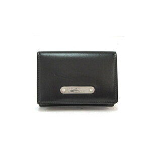 Saint Laurent Yves compact tri fold wallet leather black